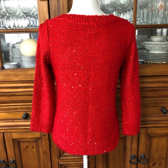 EUC Anne Klein sequin red sweater - Picture 4 of 6